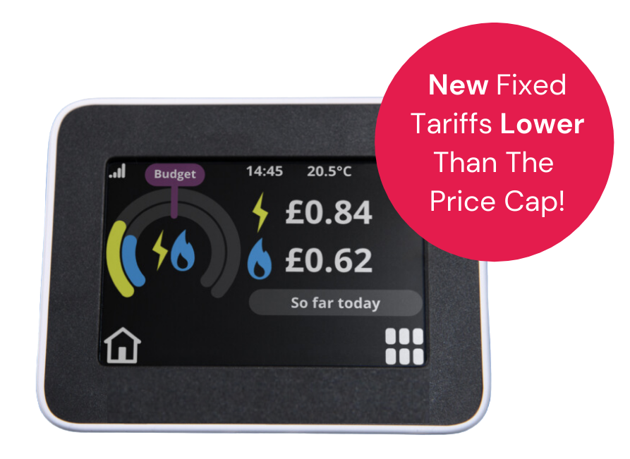 Smart energy meter display showing electricity and gas usage costs